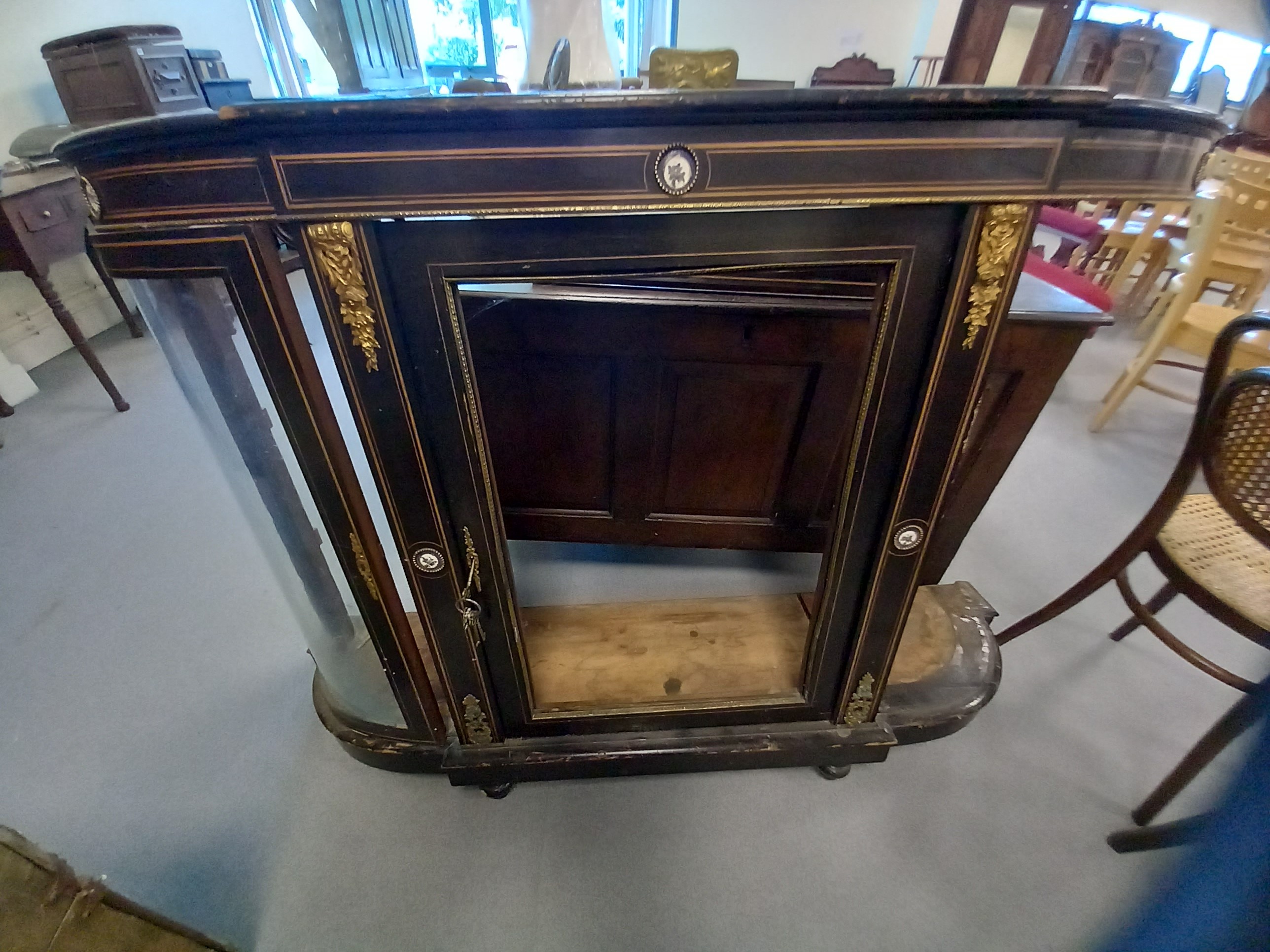 LATE 19C EBONIZED CREDENZA