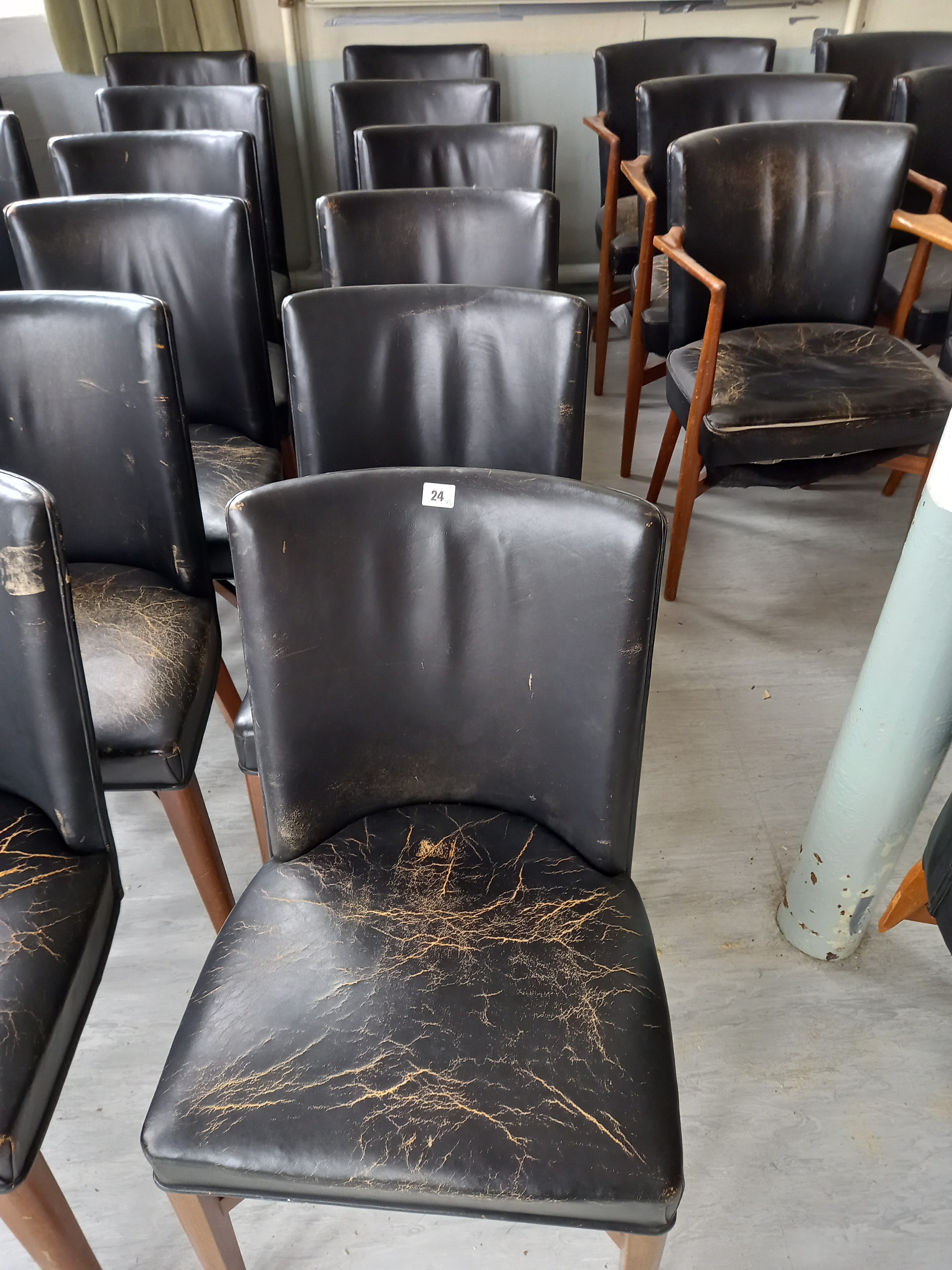 Six leather backed open chairs