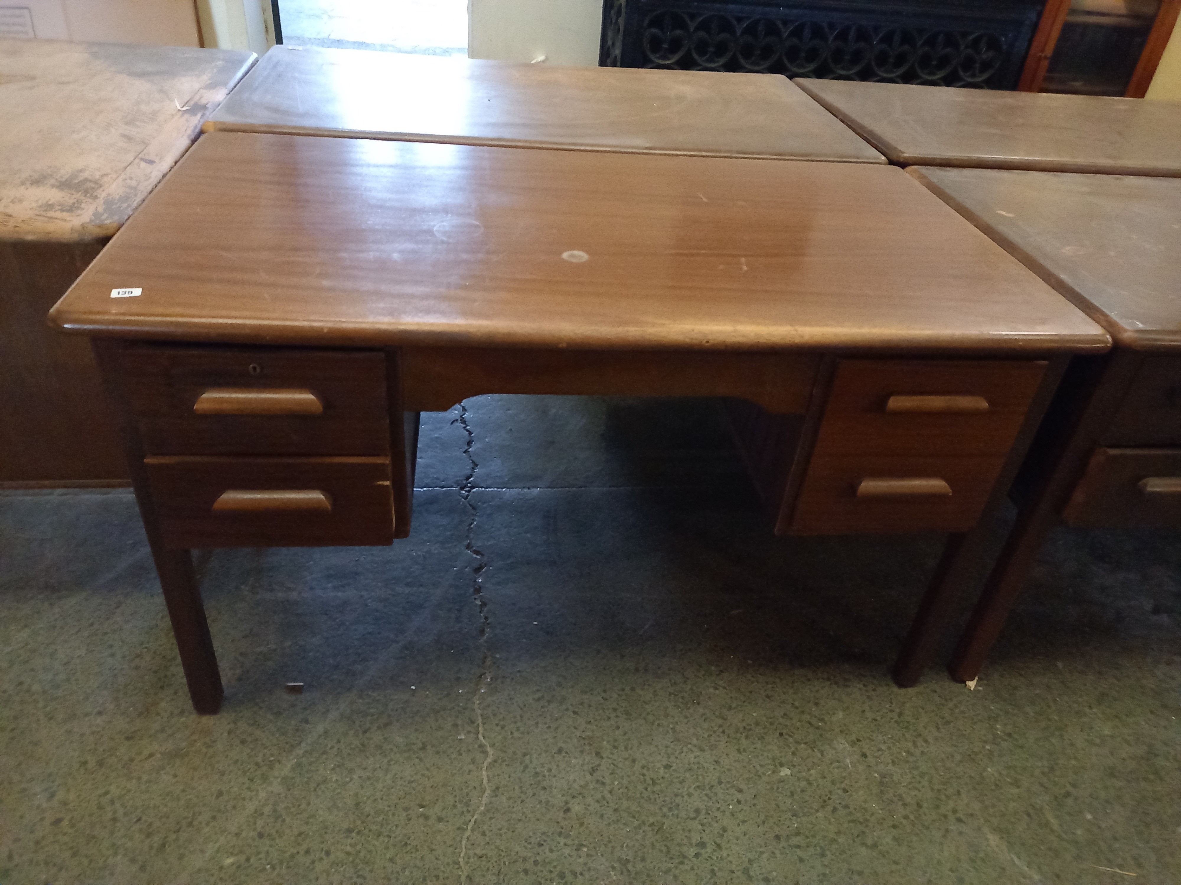 A 1940s/50s Oak kneehole desk 29" x53" x 31 " high