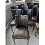 Six leather backed open chairs