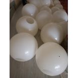 Six white plastic light shades 19"dia