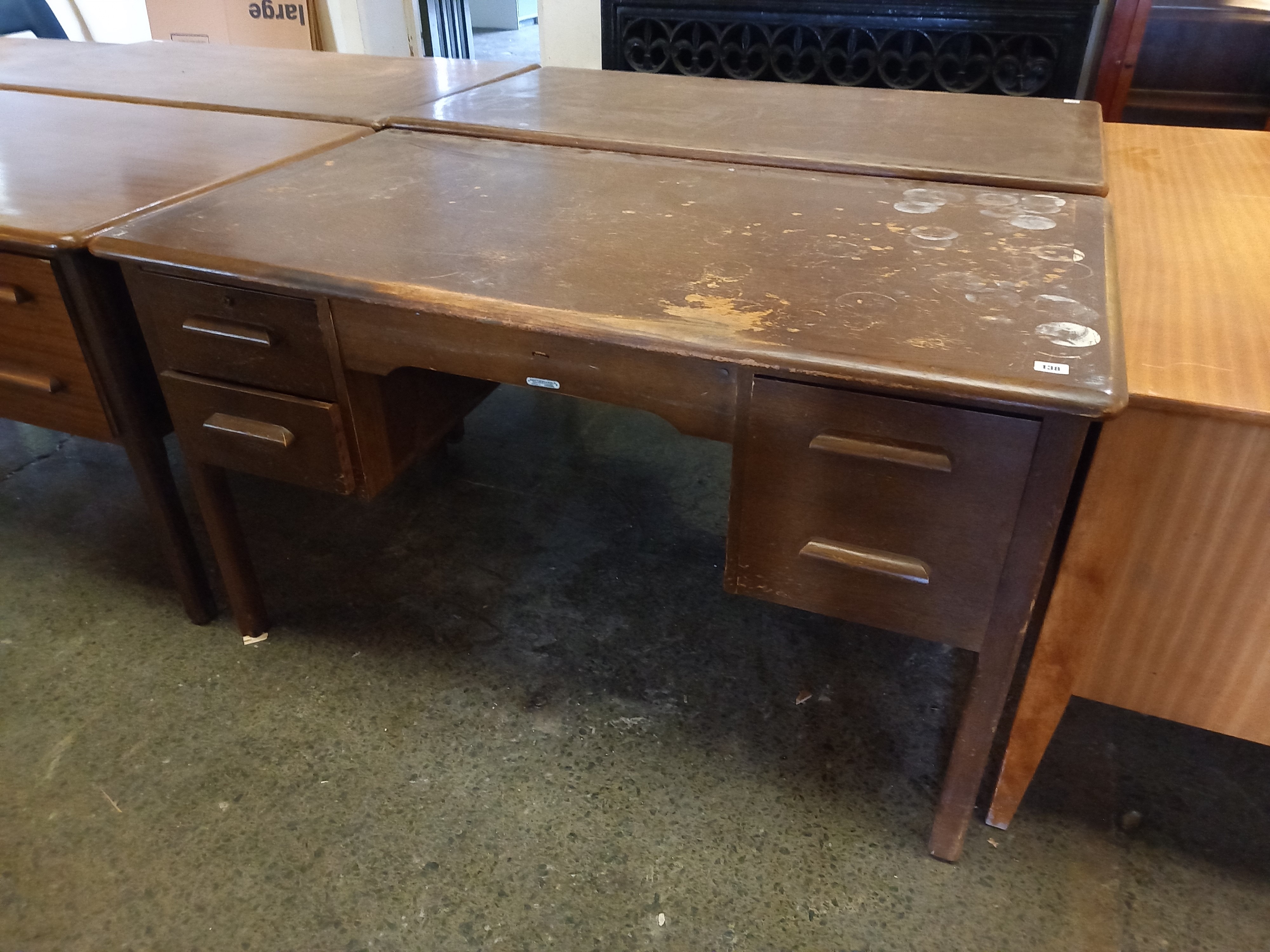 A 1940s/50s Oak kneehole desk 29" x53" x 31 " high