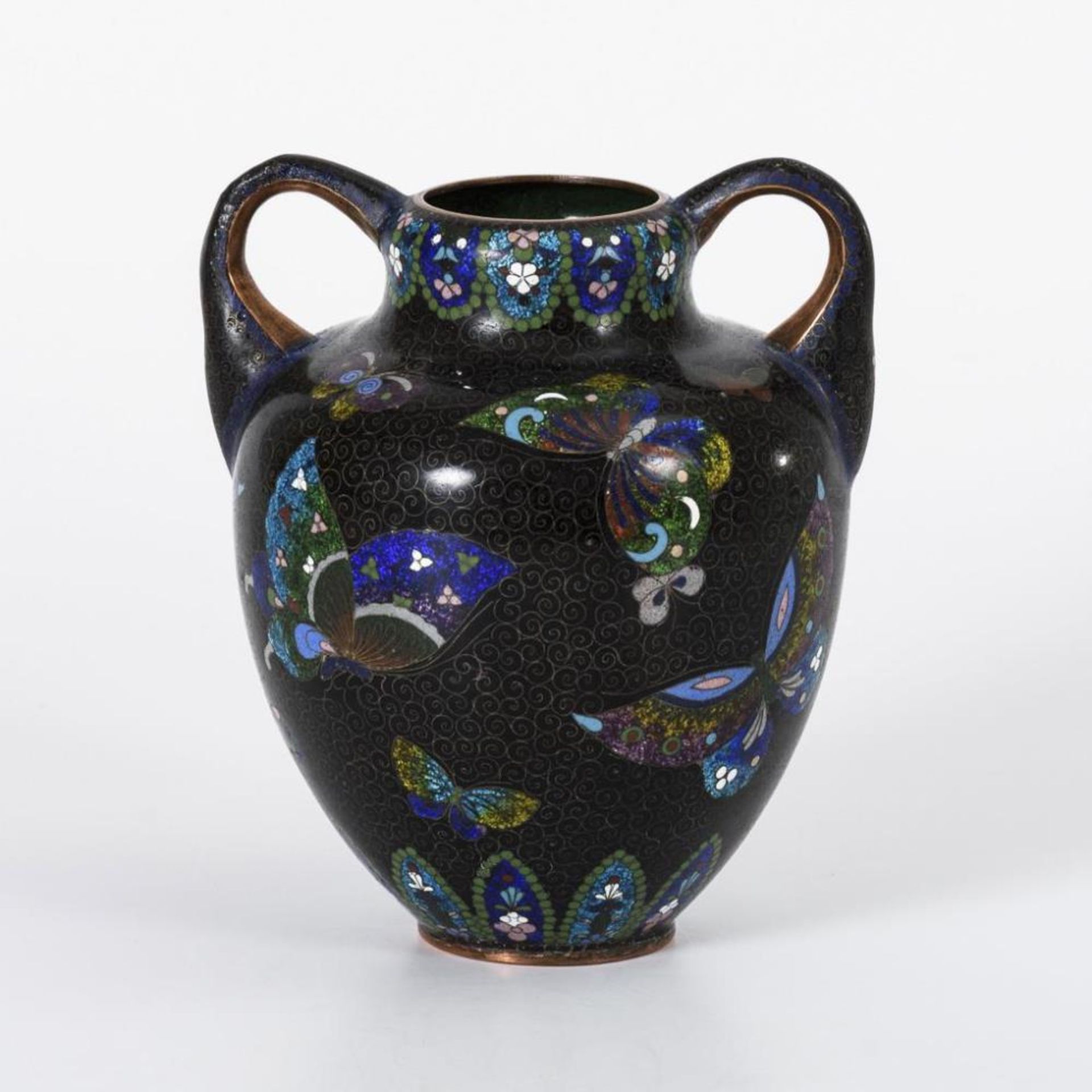 Cloisonnévase mit 2 Henkeln