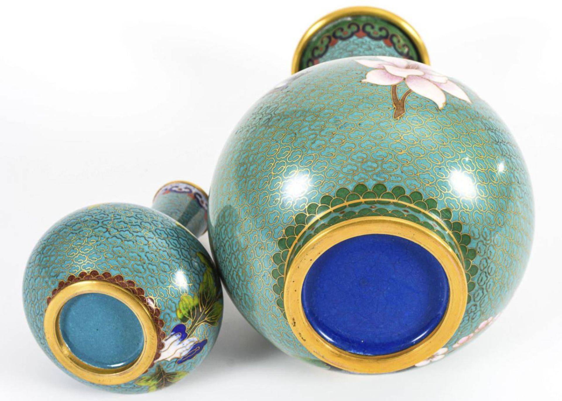 2 türkise Cloisonnévasen - Image 5 of 5