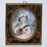 Portrait-Miniatur: Dame mit Mandoline