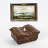 Biedermeier-Schatulle mit Miniatur: Stadtansicht (München?)