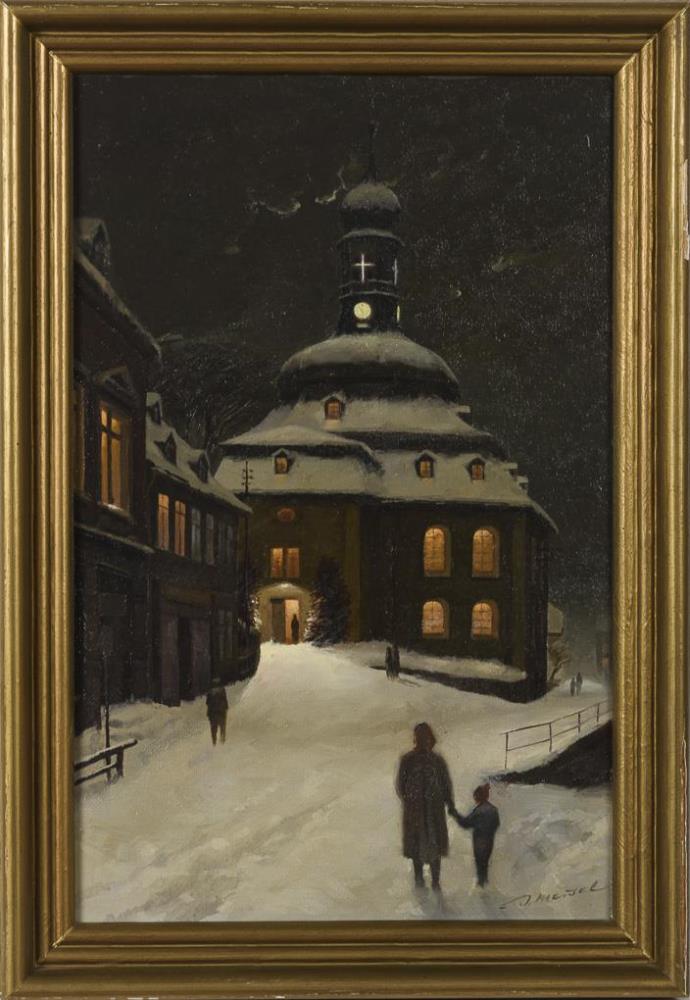 Undeutlich signiert: Winter mit Schlossaufgang - Image 2 of 3
