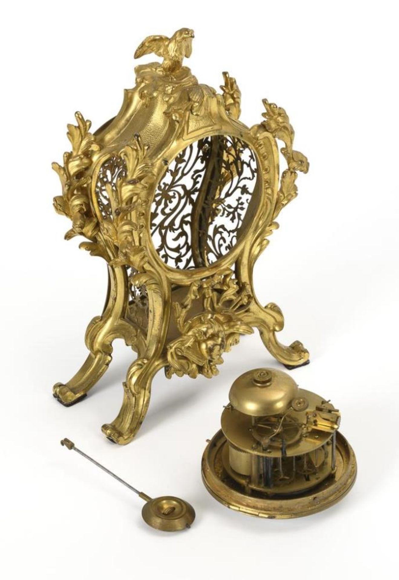 Zierliche Bronze-Pendule im Barock-Stil - Bild 2 aus 3