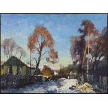 Russischer Maler: Sonnige Winterlandschaft