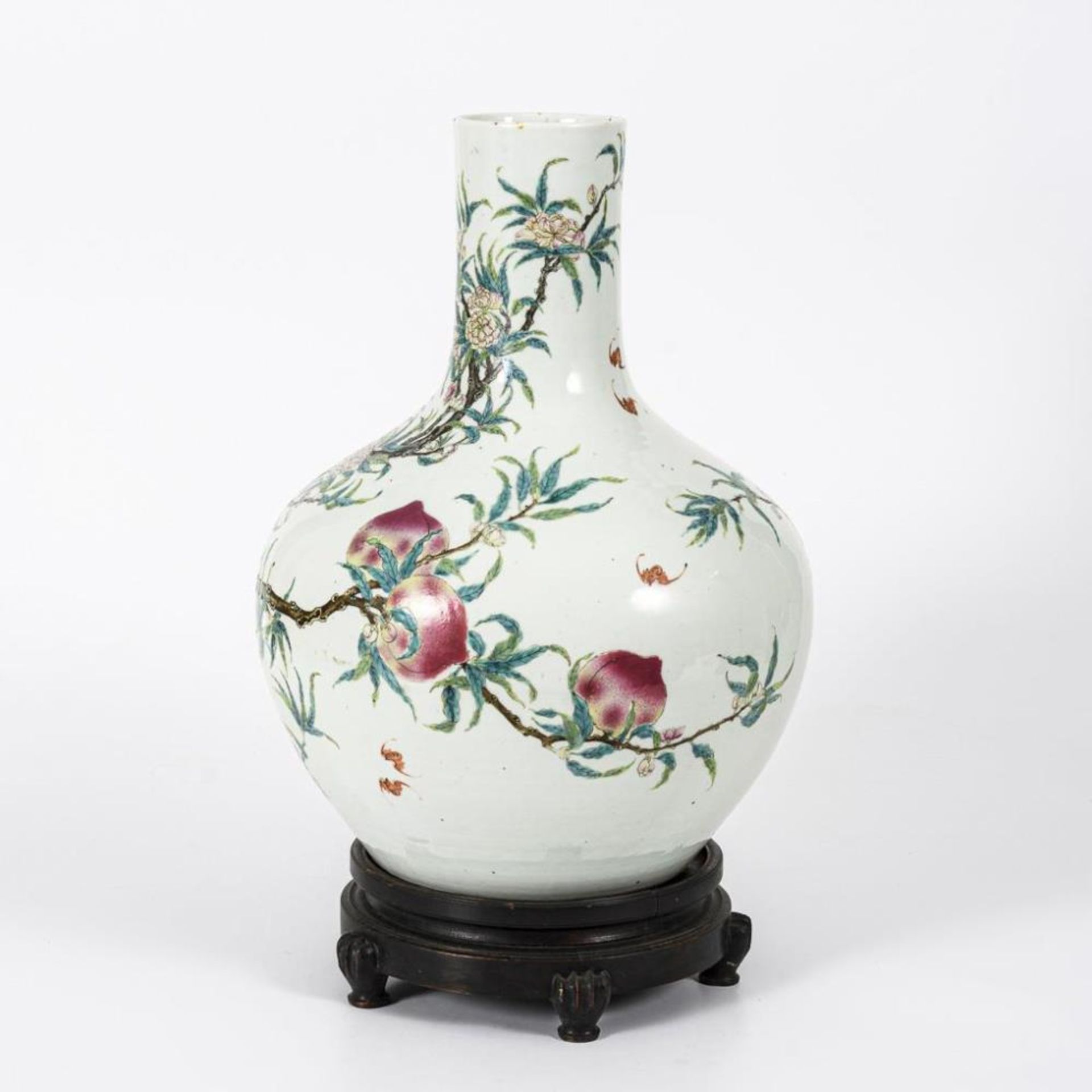 Große, museale Vase mit Pfirsichen und Pfirsichblüten - Image 2 of 10