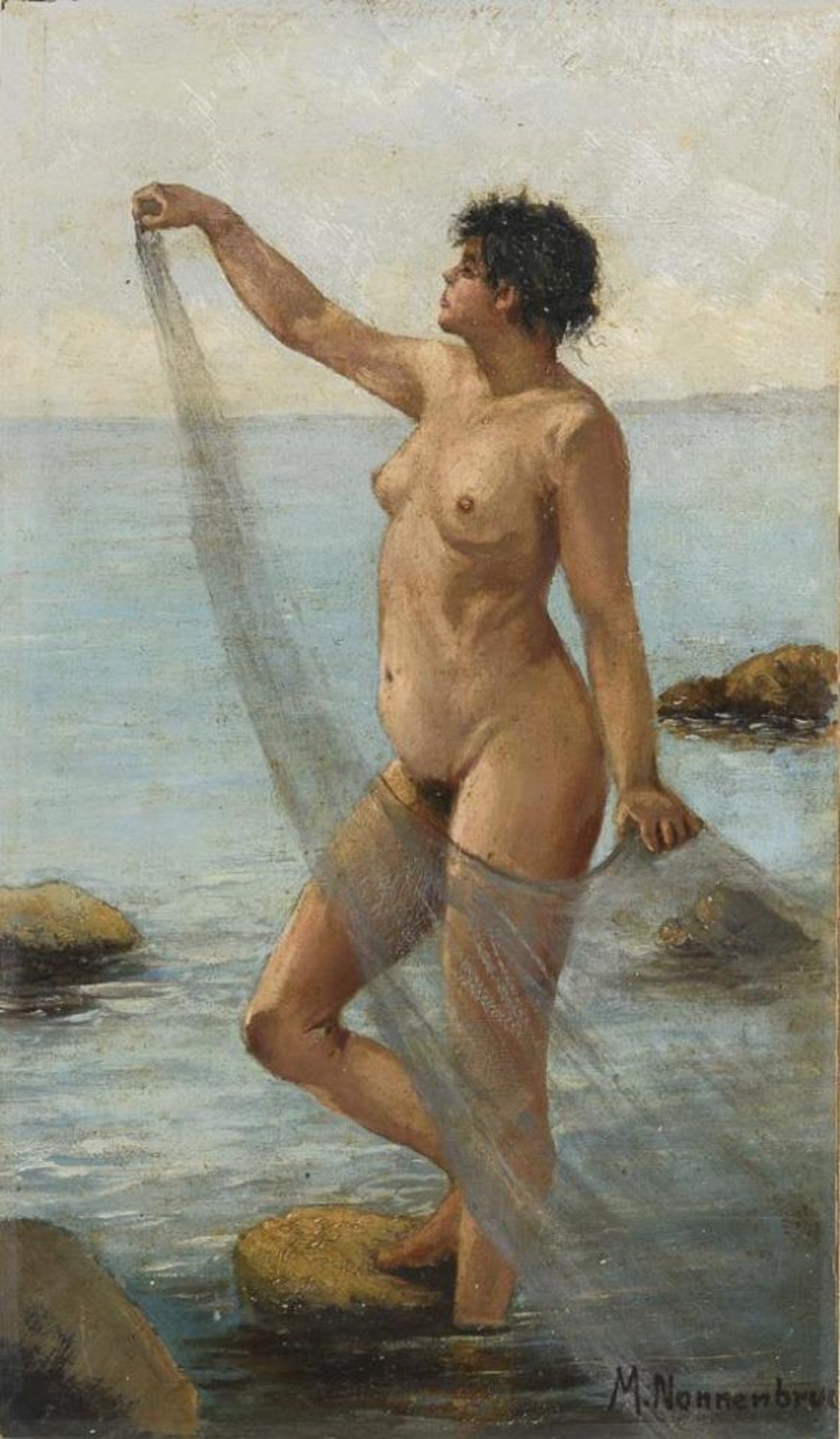 Frauenakt am felsigen Strand
