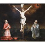 Christus am Kreuz mit zwei Randheiligen