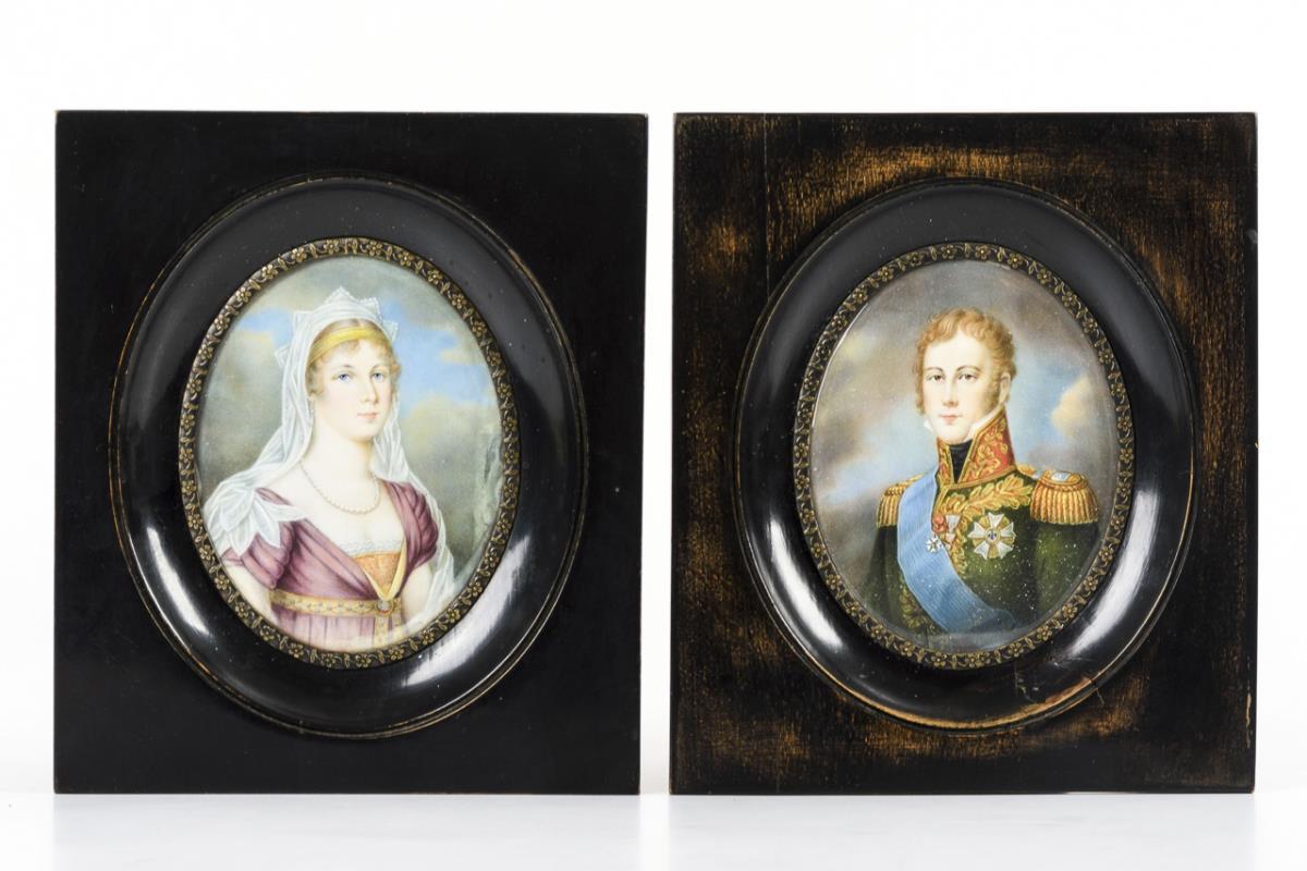 Paar Miniaturen: Wohl französischer Marschall und seine Frau