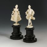 2 Elfenbeinfiguren: Rokoko-Dame und -Herr