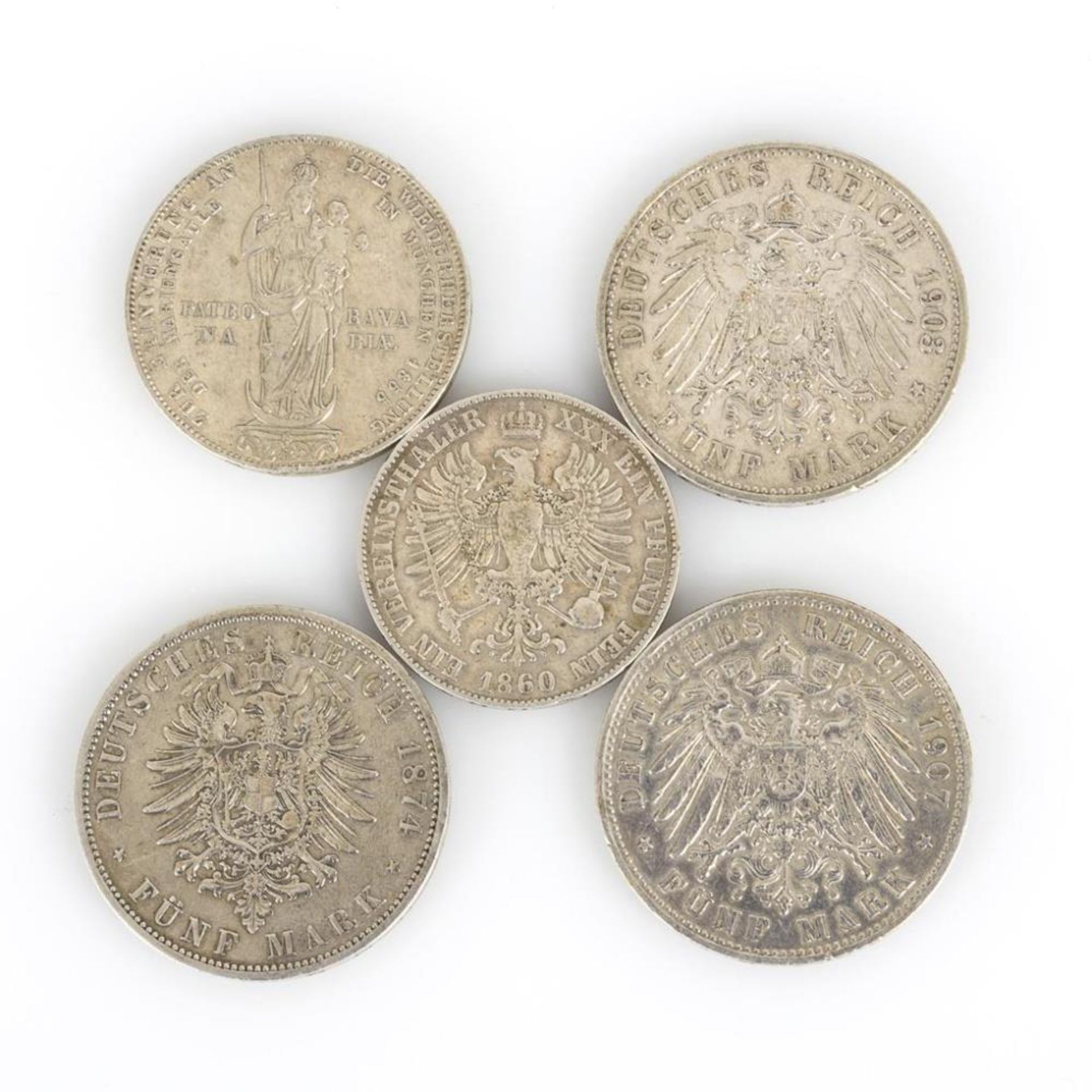 5 Silbermünzen - Bild 2 aus 2