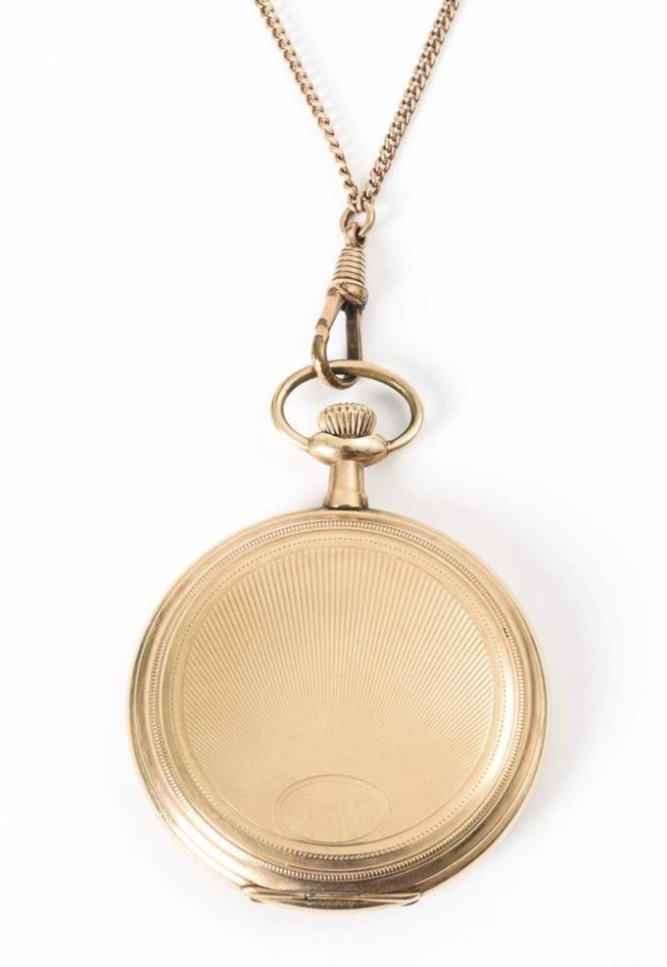Vergoldete Savonnette mit langer Uhrenkette - Bild 3 aus 5