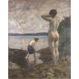 Impressionist: Mädchenakt am Seeufer.