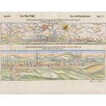 MÜNSTER, Sebastian (1488 Ingelheim - 1552 Basel). 2 Ansichten von Erfurt und Fulda auf 1 Blatt.
