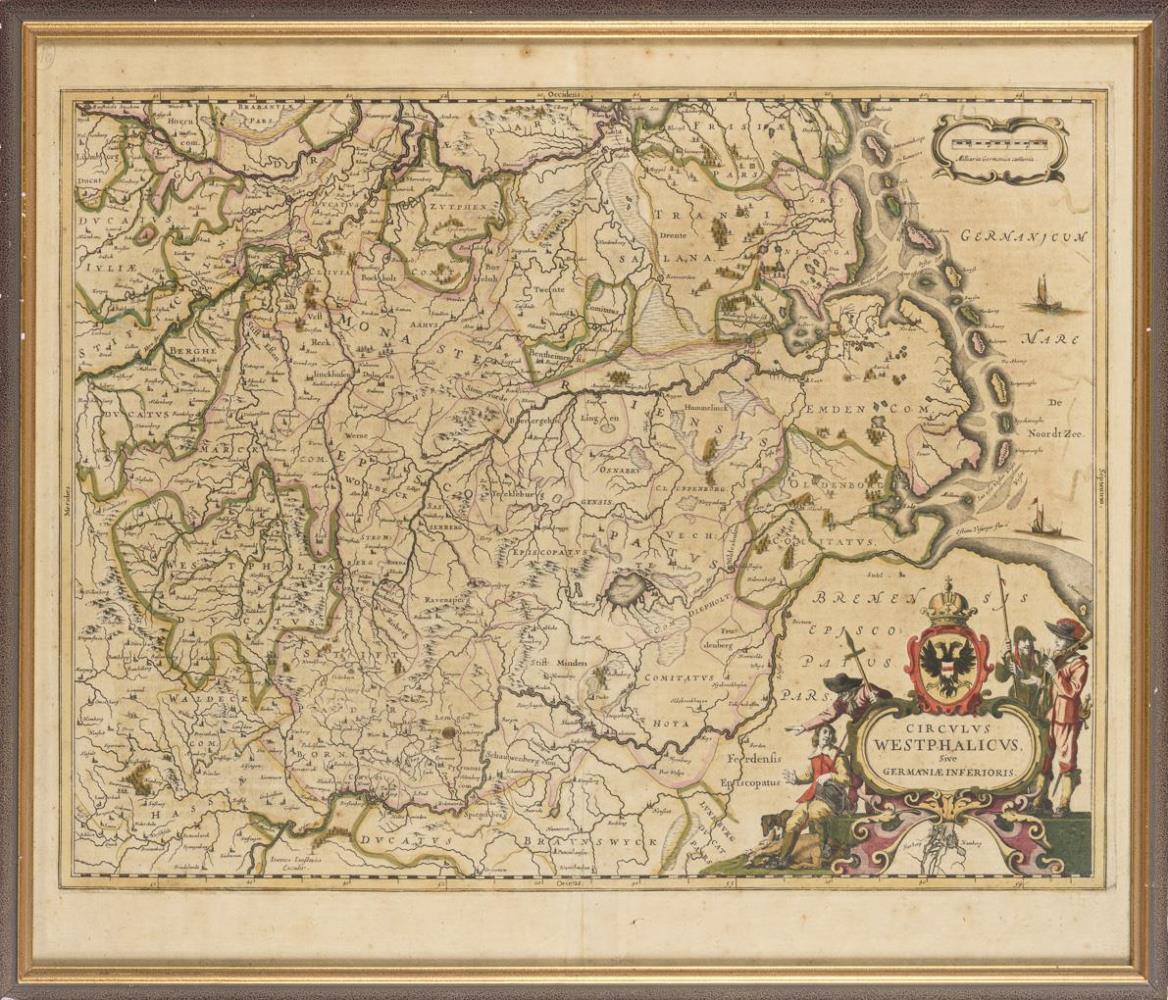 BLAEU, Willem Janszoon (1571 Alkmaar - 1638 Amsterdam). Landkarte von Niedersachsen und Nordrhein-We