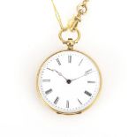 Goldene Damentaschenuhr an Uhrenkette.