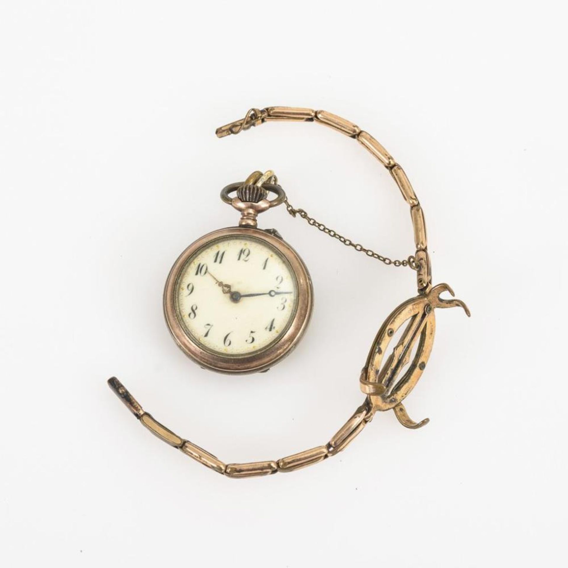 Silberne Damentaschenuhr an Doublé-Armband. - Bild 2 aus 5