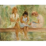 Postimpressionist: Drei Frauen auf der Brücke.