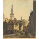 EIDENBERGER, Josef (1899 Goisern - 1991 Niederwaldkirchen). "Düsseldorf, Altstadt mit Lambertuskirch