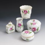 5 Teile "Rote Rose". Meissen.