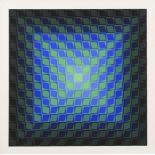 VASARELY, Victor (1906 Pécs - 1997 Paris). Kinetische Komposition in Grün und Blau.