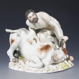 Barock-Figurengruppe: Herkules mit Acheloos als Stier. Meissen.