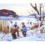 VALENTINUSEN, Christian (1903 Lokken - 1984). Spielende Kinder im Winter.
