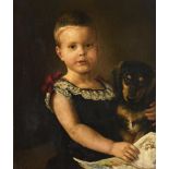 LINS , Adolf (1856 Kassel - 1927 Düsseldorf). Kinderbildnis mit Hund.