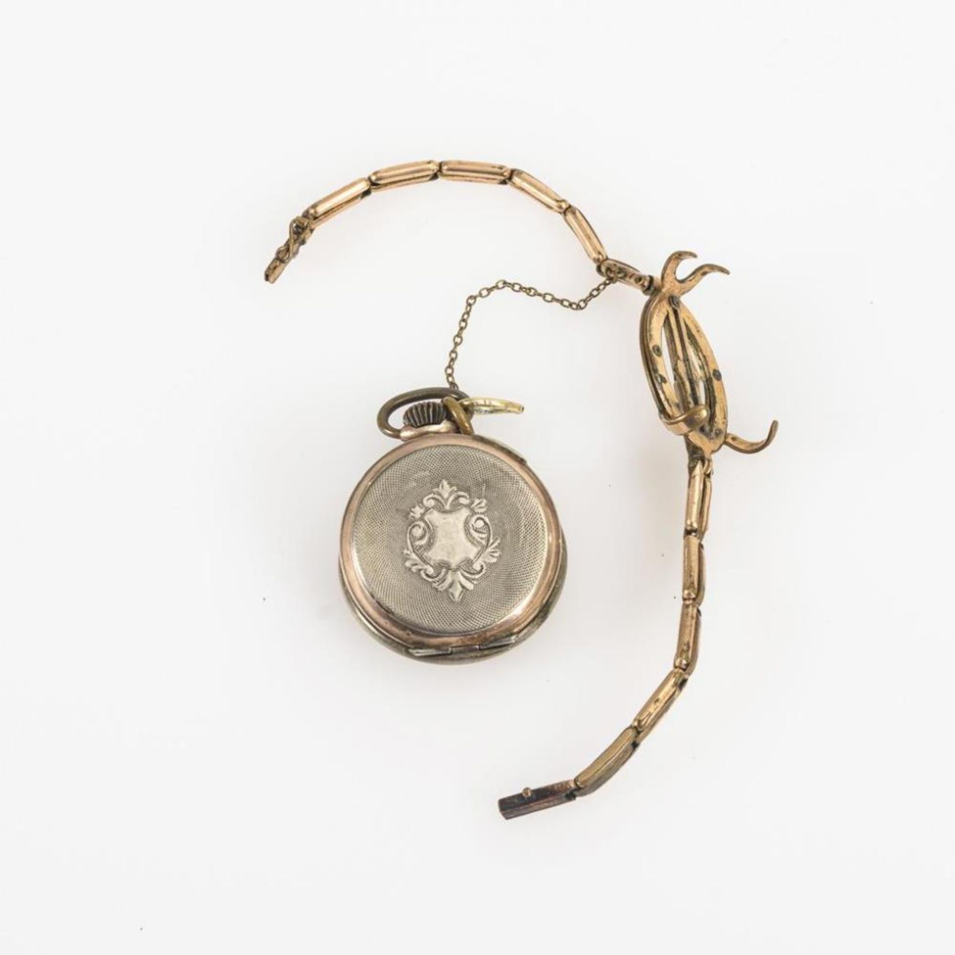 Silberne Damentaschenuhr an Doublé-Armband. - Bild 3 aus 5