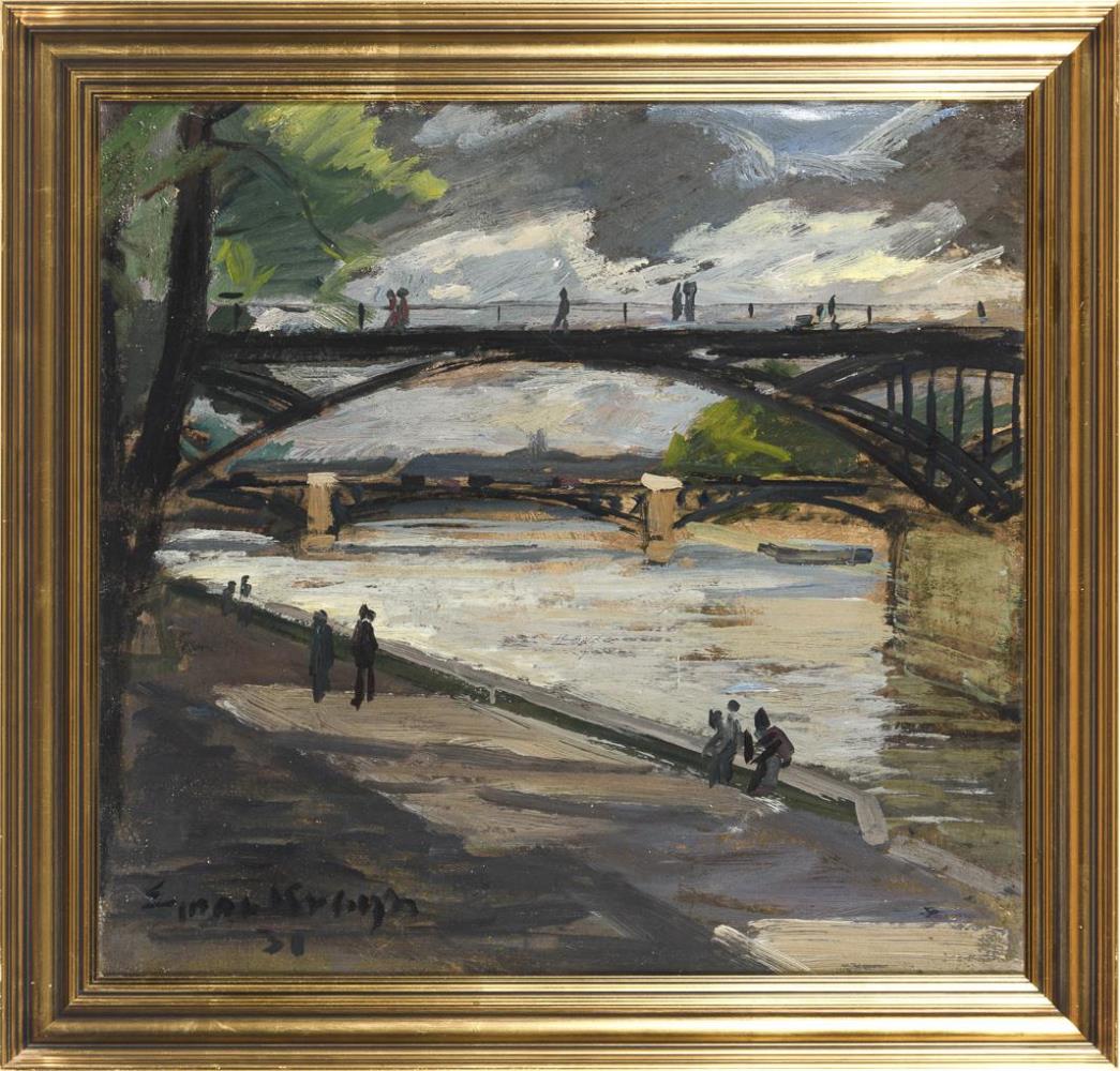 KRAAGH, Ejnar R. (1903 Nykøbing - 1981 Kopenhagen). Paris Pont des Arts. - Image 2 of 3