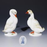 Paar Tierfiguren: Ente und Erpel. Meissen.