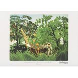 ROUSSEAU, Henri Julien Félix (1844 Laval - 1910 Paris). "Paysage Exotique" - Tropischer Wald mit Aff