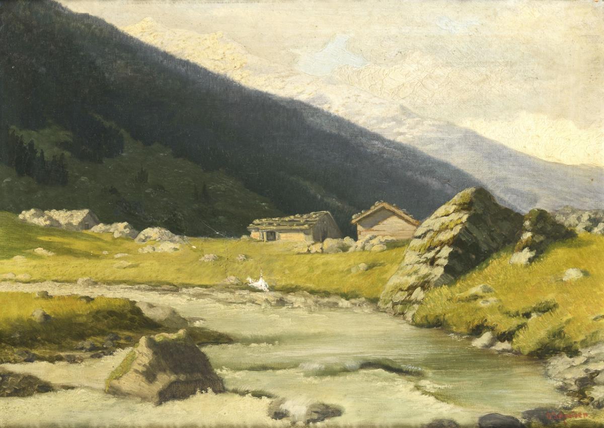 SCHREIBER, O.. Weiler in den Alpen.