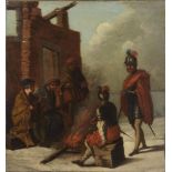 Italienischer Maler des 18. Jahrhunderts: Winterlandschaft mit Lagerstätte.