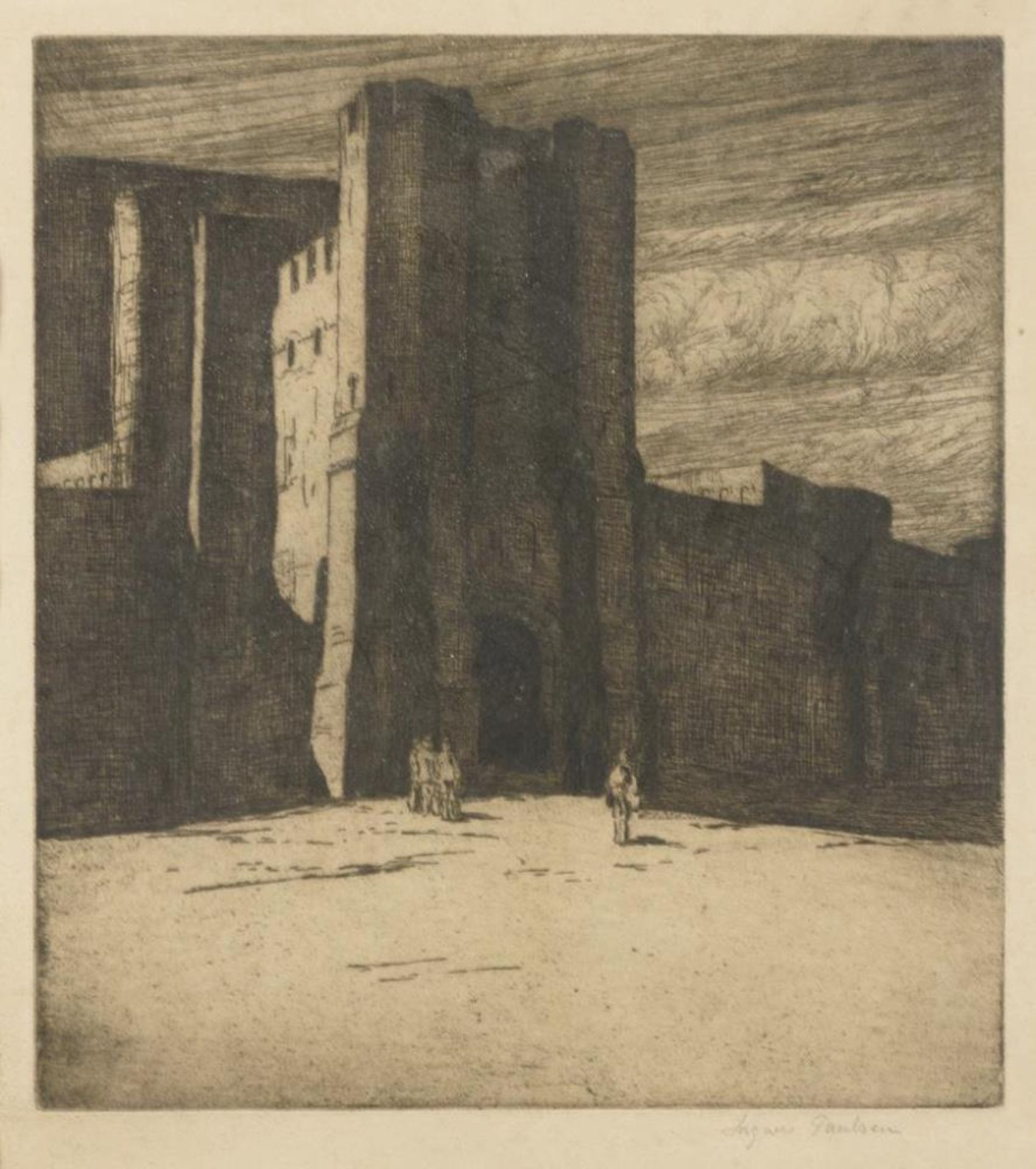 PAULSEN, Ingwer (1883 Ellerbeck - 1943 Halebüll). "Altes Castell am Arno bei Pisa".|Nachtrag im Text