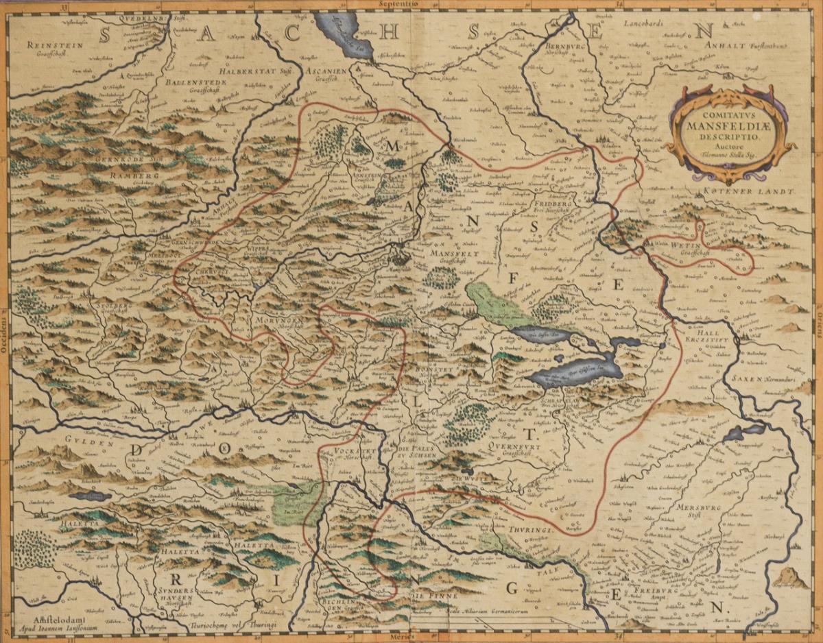 JANSSONIUS, Johannes (1588 Arnhem - 1664 Amsterdam). Landkarte Grafschaft Mansfeld.