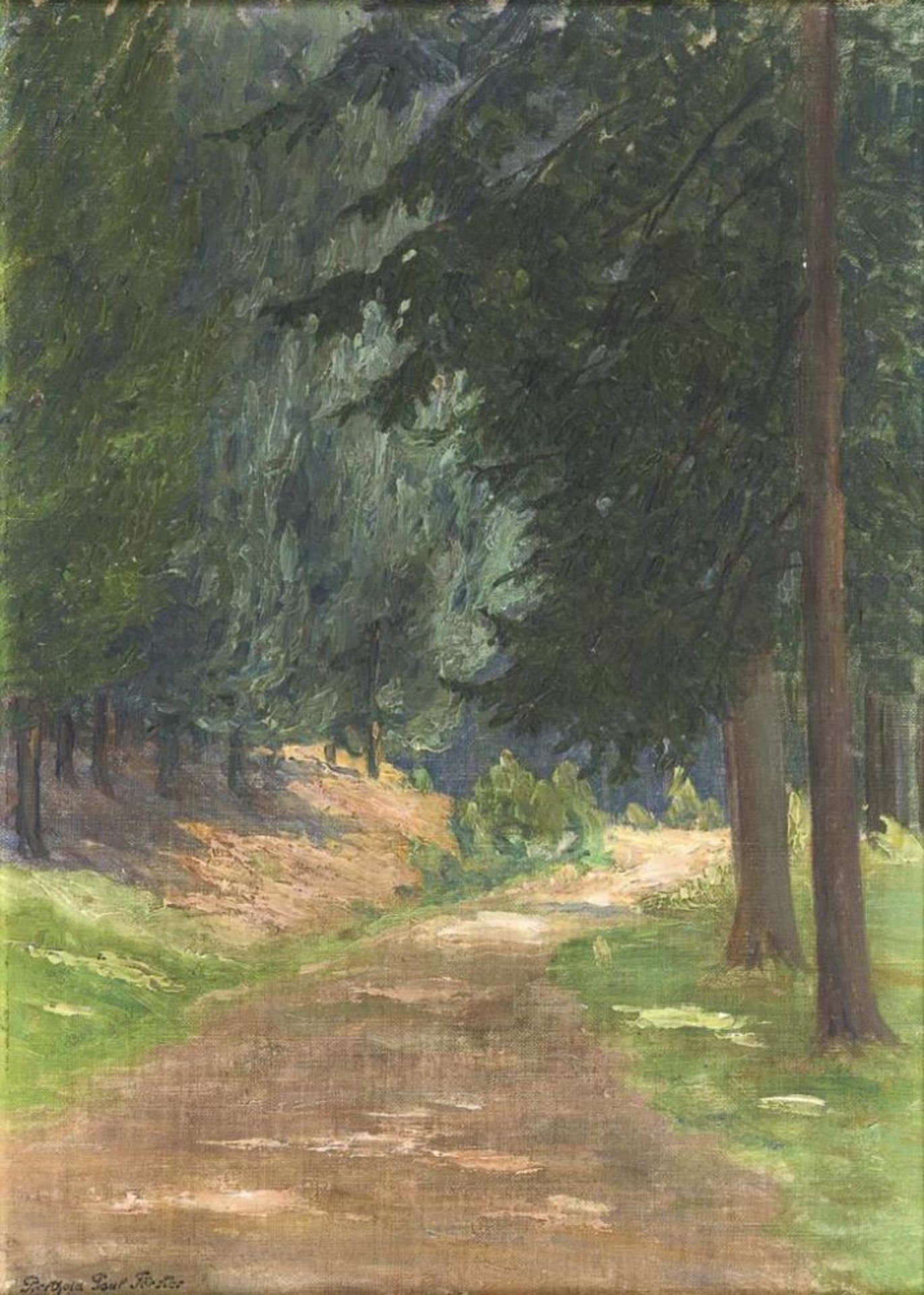 FÖRSTER, Berthold Paul (1851 Westerau/Holstein - 1923 Weimar). Sonniger Waldweg.