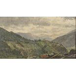 BREITBACH, Carl (1833 Berlin - 1904 Kassel). Weite Berglandschaft mit Dörfchen.