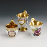 3 Biedermeier-Tassen. KPM Berlin.