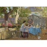 RUDNEV, Grigory Leontievich (* 1906 Volgograd). Nachmittag im Garten.