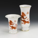 2 Vasen mit Drachendekor. Meissen.