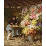 GILBERT, Victor Gabriel (1847 Paris - 1935 ebd.). Blumenmarkt vor La Madeleine Paris.