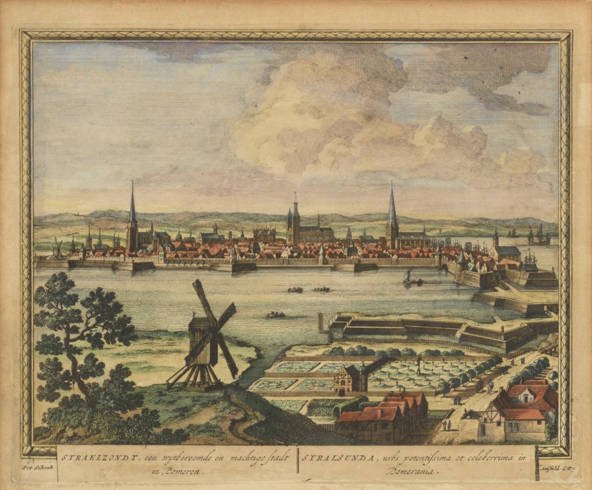 SCHENK, Peter (der Ältere) (1660 Elberfeld - 1711 Leipzig). Ansicht von Stralsund .