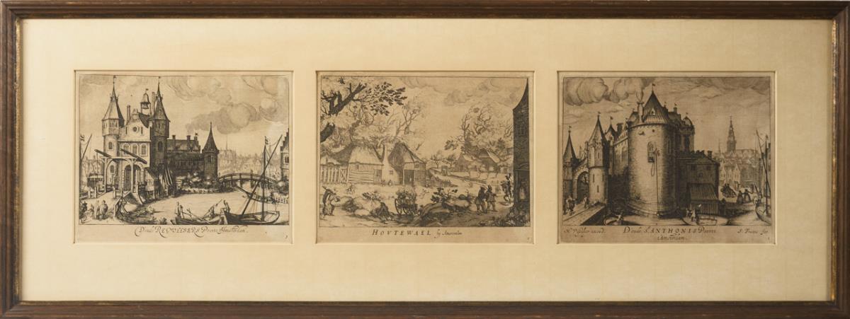 FRISIUS, Simon Wynouts (Ca. 1580 - 1629). 3 Ansichten von Amsterdam in einem Rahmen. - Image 2 of 2