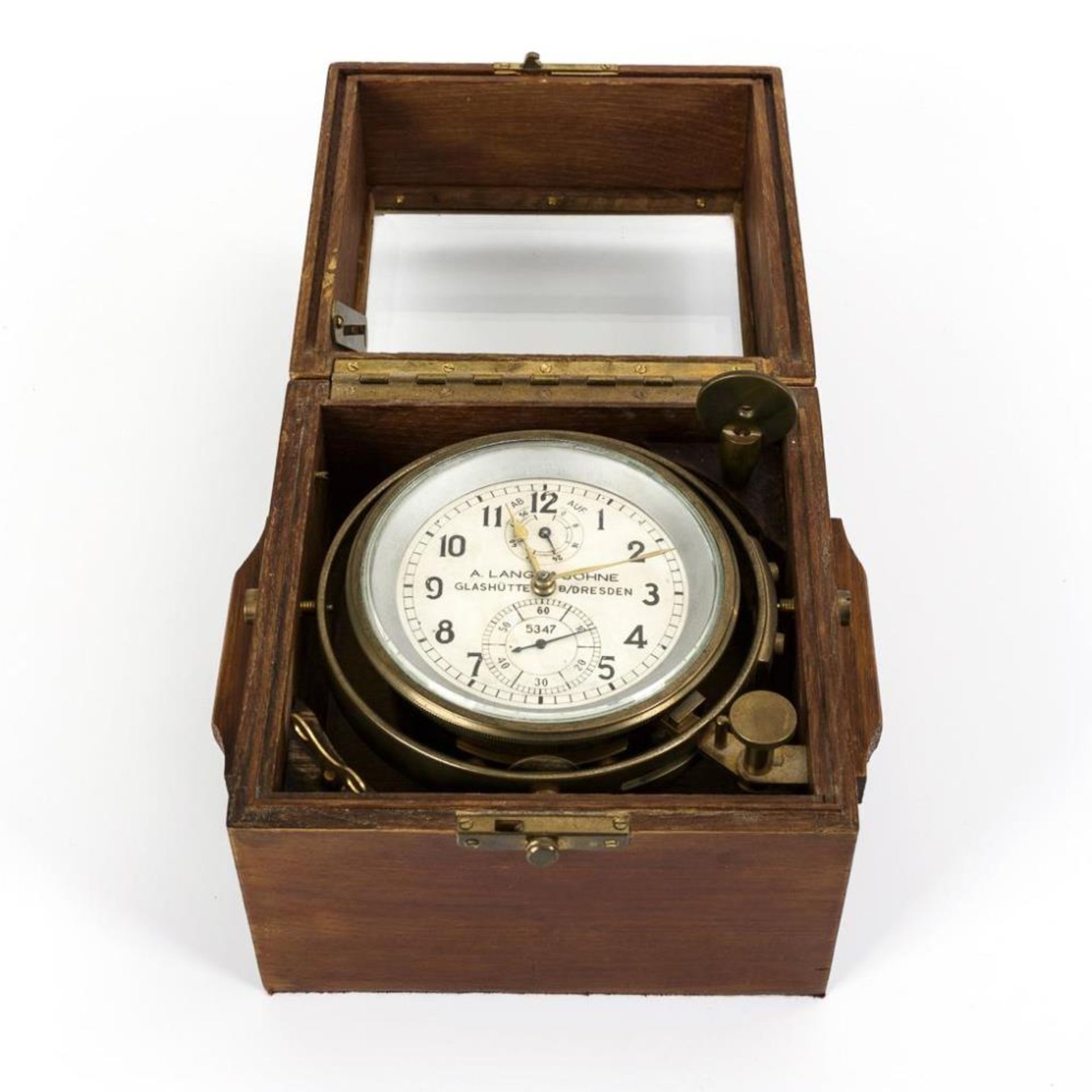 Schiffschronometer mit 56 h Gangreserve. A. Lange & Söhne Glashütte B/Dresden. - Bild 2 aus 6