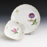 Schale und Schüssel mit Blumenmalerei. Meissen.